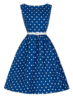 Vintage Polka Dot Sleeveless O Neck Women Dresses