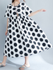 Vintage Polka Dots Printed High Waist Long Maxi Dresses