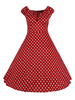 Vintage Print Sleeveless V Neck Loose Pleated Hem Women Dresses
