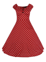 Vintage Print Sleeveless V Neck Loose Pleated Hem Women Dresses
