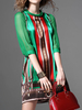 Vintage Printed 3/4 Sleeve A Line Women Mini Dresses