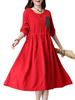 Vintage Printed Long Sleeve High Waist Dress For Women