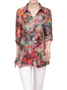 Vintage Printed Long Sleeve Lapel Asymmetric Blouse For Women