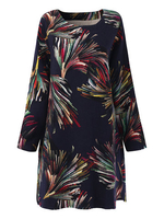 Vintage Printed Long Sleeve Pullover Blouse For Women