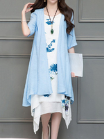Vintage Printed O-Neck Half Sleeve Two-Piece Set Vintage Dre