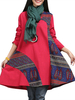 Vintage Printed Patchwork Color Contrast Long Sleeve Mini Dress