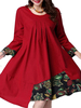 Vintage Printed Patchwork Ethnic A-Line Long Sleeve Dress