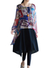 Vintage Printed Patchwork Fake Two-Piece Irregular Dress
