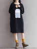 Vintage Printed Patchwork Women Long Sleeve O Neck Dress