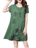 Vintage Printed Short Sleeve O Neck Mini Dress For Women