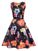 Vintage Printed Sleeveless O Neck Loose Hem Women Dresses
