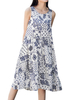 Vintage Printed Sleeveless O-Neck Women Summer Dresses