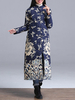 Vintage Printed Stand Collar Coats