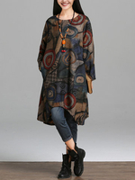 Vintage Printed Suede Dress