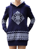 Vintage Printed Thick Long Sleeve Hooded Pullover Sweatshirt