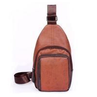 Vintage PU Leahter Crossbody Bag Capacity Leisure Chest Bag Shoulder Bag For Men