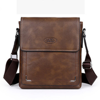 Vintage PU Leather Stitching Cover Business Cross Body Shoulder Bag For Men