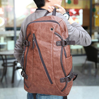 Vintage Pu Leather Travel Backpack Casual Computer Bag With Laptop Compartment