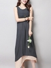 Vintage Pure Color Layer Sleeveless Women Dress