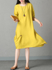 Vintage Pure Color Loose Dresses