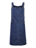 Vintage Pure Color Strap Sleeveless Pocket Denim Dress For Women