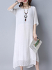Vintage Pure Patchwork Fake Two Pieces Half Sleeve Women Dresses
