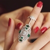 Vintage Rhinestone Crystal Hollow Shield Double Finger Ring