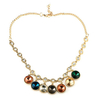 Vintage Rhinestone Necklace Alloy Rainbow Round Rhinestone Necklace