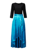 Vintage Sexy Women Bow Patchwork Asymmetrical Pleated Dress