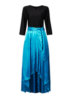Vintage Sexy Women Bow Patchwork Asymmetrical Pleated Dress