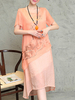 Vintage Short Sleeve O-Neck Floral Printed Irregular Hem Dresses