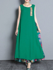 Vintage Sleeveless Patchwork Women Long Maxi Dresses