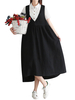 Vintage Sleeveless V-neck Pure Color High Waist Dresses