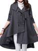 Vintage Solid A Line Woolen Blend Pleated Asymmetric Women Coats