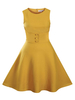 Vintage Solid Sleeveless O Neck Loose Hem Women Dresses