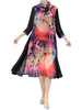 Vintage Stand Collar Three Quarters Sleeves Printed Dresses