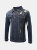 Vintage Style Break Holes Shoulder Rivets Double Pockets Denim Jacket For Men