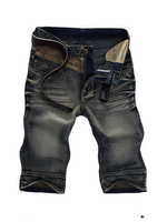 Vintage Style Casual Slim Fit Denim Shorts for Men