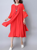 Vintage Style Embroidery Loose Side Slit Women Dresses
