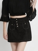 Vintage Suede A-line High Waist Mini Skirt For Women