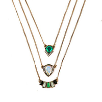 Vintage Tassel Necklace Retro Three Layer Rhinestone Crystal Women Necklace