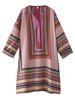 Vintage Three Quarters Sleeves Bohemia Printed Chiffon Dresses