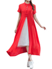 Vintage Two Pieces Short Sleeve Summer Mid-Long Dresses