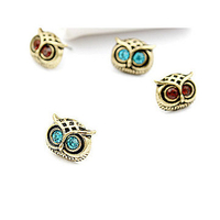Vintage Unisex Earrings Alloy Owl Rhinestone Eye Earrings