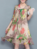 Vintage V-Neck Printed Half Sleeve Women Loose Dresses