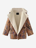 Vintage Warm Floral Print Suede Pocket Long Sleeve Coat