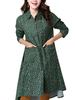 Vintage Women Lapel Long Sleeve Button Floral Print Irregular Dress