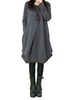 Vintage Women Asymmetrical Pleats Loose Long Sleeve Dress