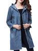 Vintage Women Brief Single Breasted Pocket Hooded Denim Jacket
