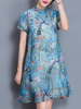 Vintage Women Cheongsam Short Sleeve Print Dresses
